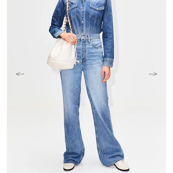 Re/done 70’s Ultra high rise wide leg denim Jeans new size 26 - Picture 1 of 12